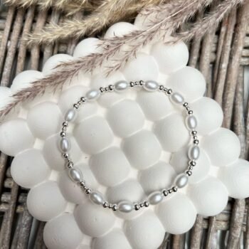 Silver Faux Pearl Bead Bracelet