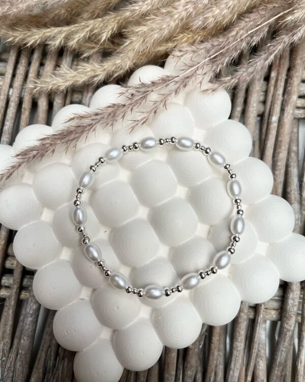 Silver Faux Pearl Bead Bracelet